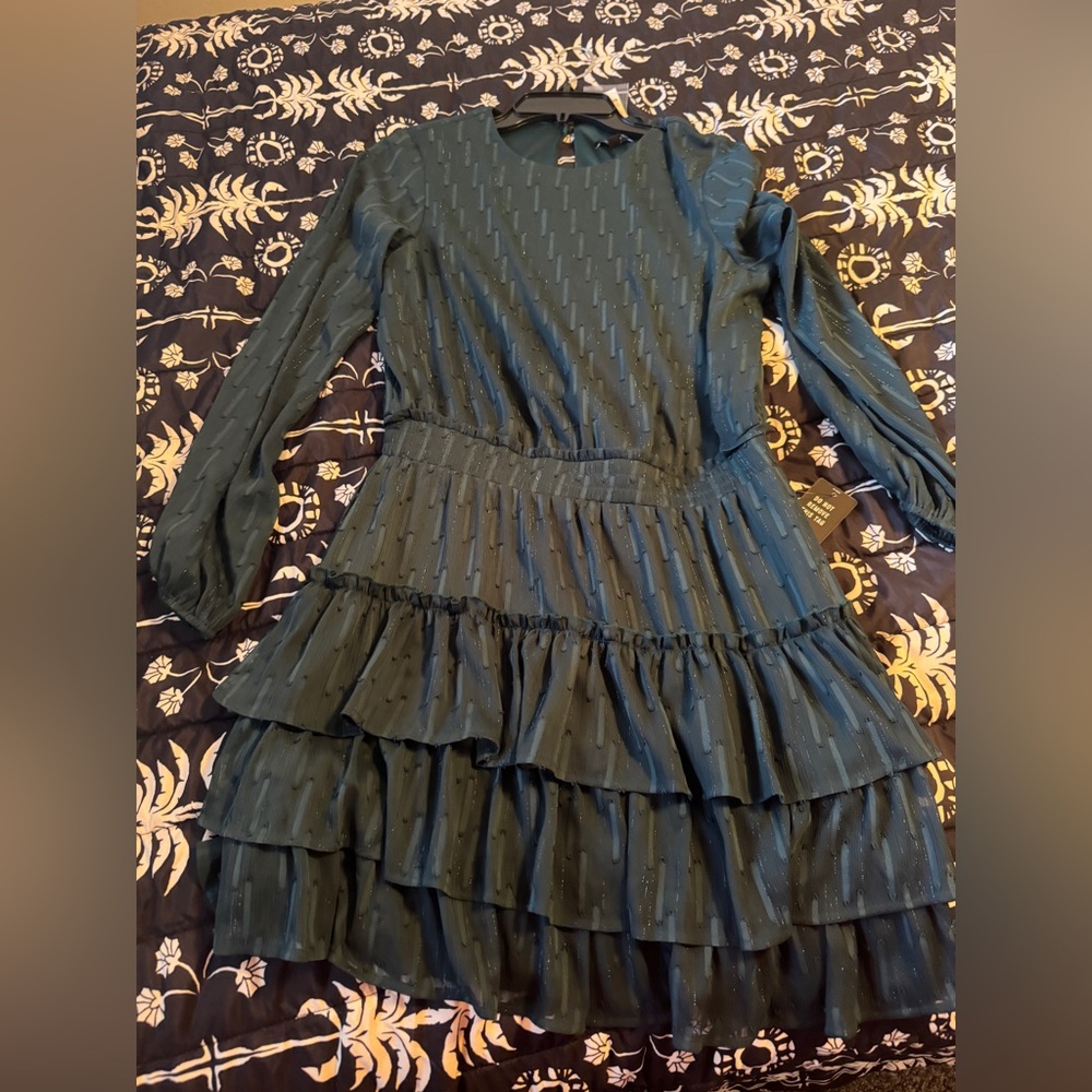 Express Green Long Sleeve Mini Dress